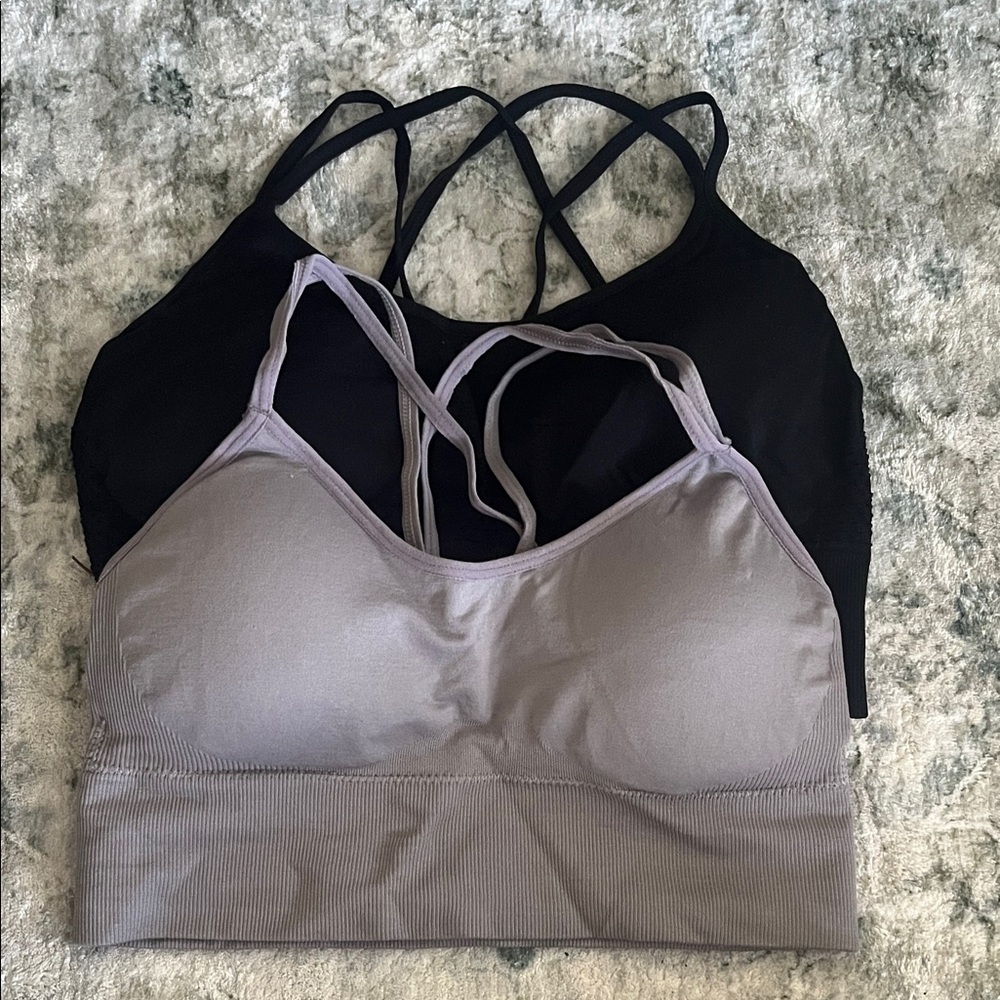 Women's Seamless Bralette Set - Black and purple